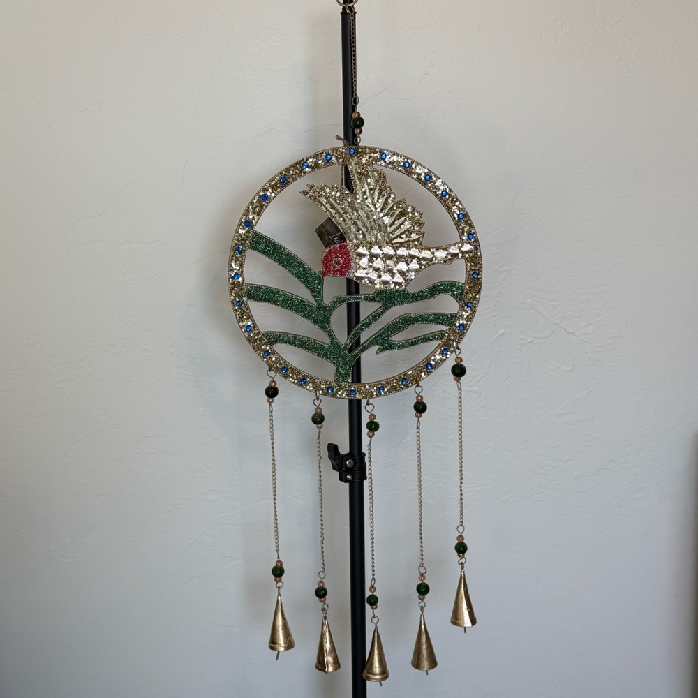 Handcrafted Hummingbird Wind Chime – Glass Beaded Boho Decor
